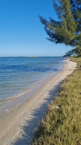Praia das Andorinhas, Iguaba Grande, Rio de Janeiro, Brazil. A serene beach in Araruama Lagoon in a protected area, cristal clear waters, native vegetation and a tropical charming scenery.