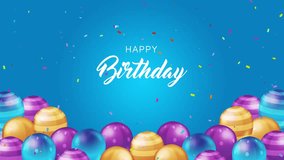 4k Animated Blue Happy Birthday Background with colorful balloons and confetti - Powered by Shutterstock - Get 15% off with code: PIKWIZARD15