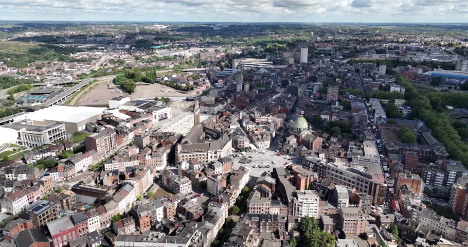 Charleroi, Wallonia, Belgium,The town hall, Place Vauban , the Saint-Christophe church.