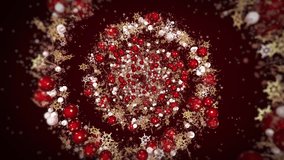 Christmas garland with snowflakes and globes spinning on red background. Happy Holidays text. 4k - Powered by Shutterstock - Get 15% off with code: PIKWIZARD15