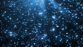 Glowing Heart Flying With Lens Flare Romantic Heart On dark Blue Background. Heart Shape Floating Bg, Anniversary And Valentine Day Background, Abstract Romantic Heart Animation Background. - Powered by Shutterstock - Get 15% off with code: PIKWIZARD15