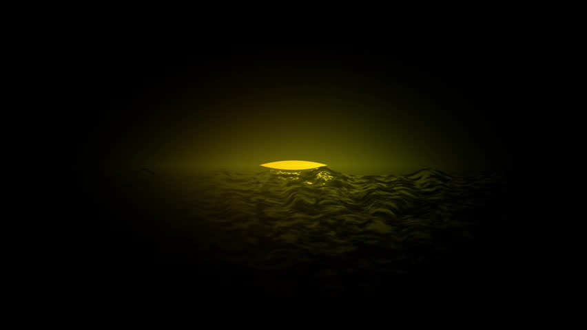 Yellow Sun Rising Form Water Surface With Blinking Stars Retro Animation Background , Sunrise Nigh At Sea With Stars, Sun Retro Animation Background, 80