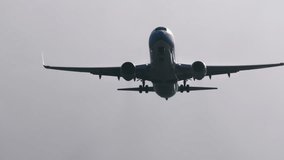 Commercial airplane on a runway preparing for takeoff in foggy weather with birds flying in front of it - Powered by Shutterstock - Get 15% off with code: PIKWIZARD15