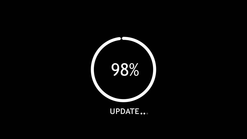 Update Bar Circle animation with black background, 0 to 100%, Buffering circle