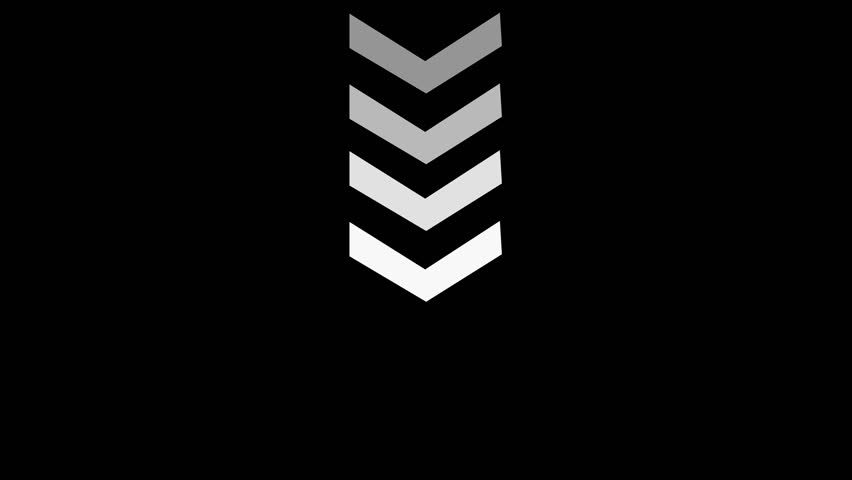 down direction arrow icon animation. Moving arrow pointing down. on black background	