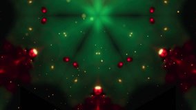 Christmas Star Background Green and Red. Snowflake Shape Flowing Animation, Shiny Color Golden Particles and Lights. Creative Magical Pattern. Winter, Christmas, 2024, 2025. Abstract Background. - Powered by Shutterstock - Get 15% off with code: PIKWIZARD15