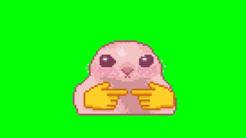 Cute blushing cat, pixel art meme animation 