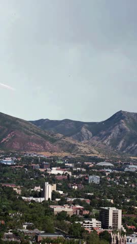 Salt Lake City, Utah cityscape time lapse vertical video