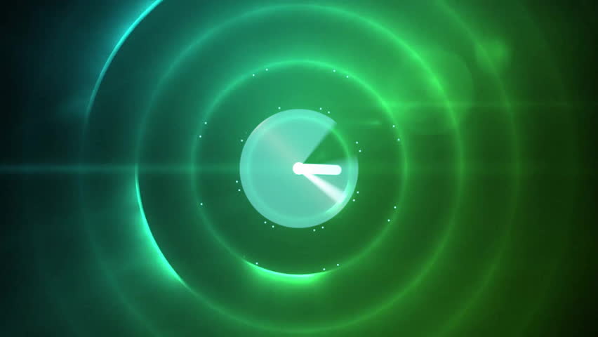 Animation of moving clock over green circles on black background. Shapes, movement, background, technology and digital interface concept digitally generated video. - Powered by Shutterstock - Get 15% off with code: PIKWIZARD15