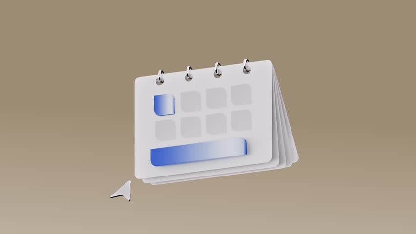 Calendar. Selecting a date on the calendar. Schedule.  Pressing buttons. Tap the button. Flying calendar. 3D illustration. 