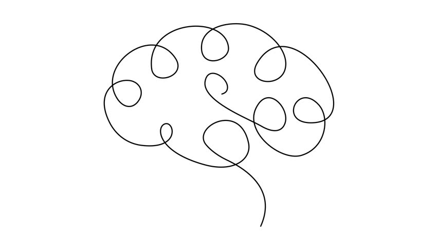 Brain continue single line illustration set collection template