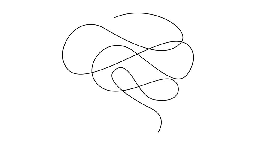 Brain continue single line illustration set collection template