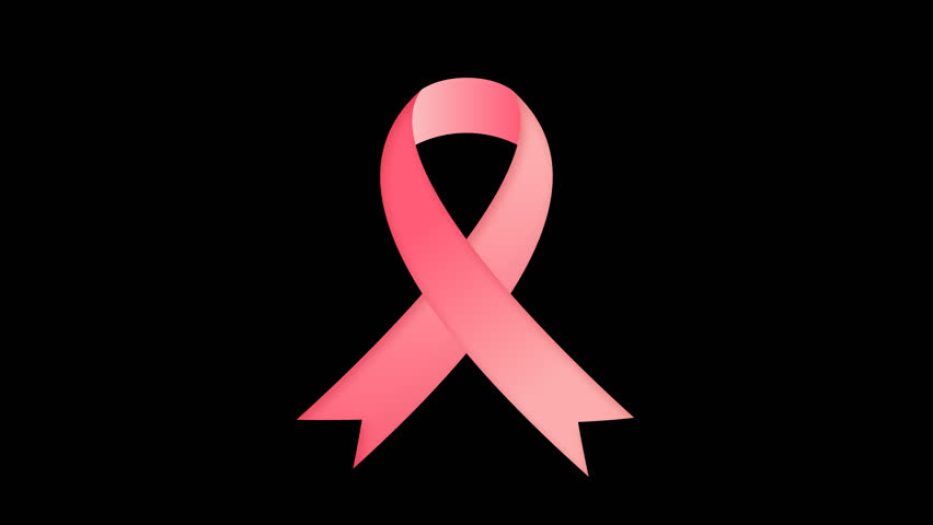animated pink ribbon breast cancer awareness symbol sign. animation footage video isolated on alpha channel background(transparent).