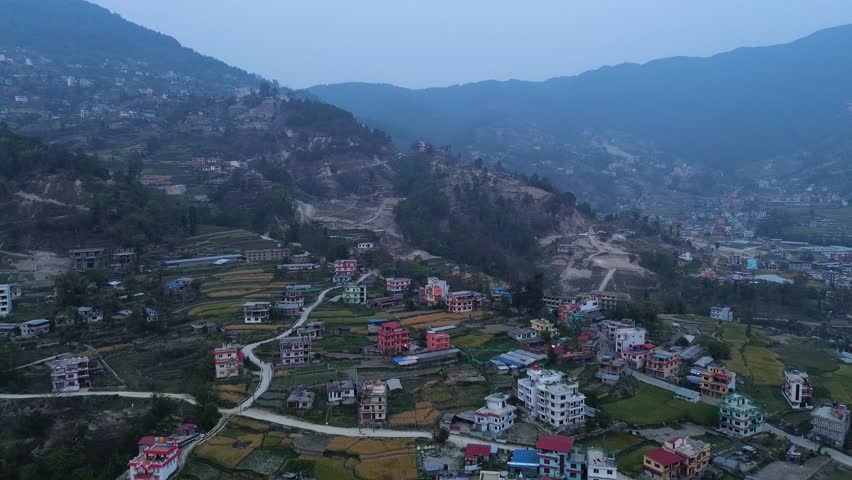 Countryside near Kathmandu, Nepal around sunset