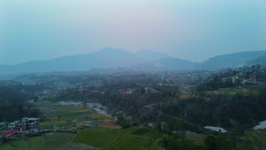 Countryside near Kathmandu, Nepal around sunset
