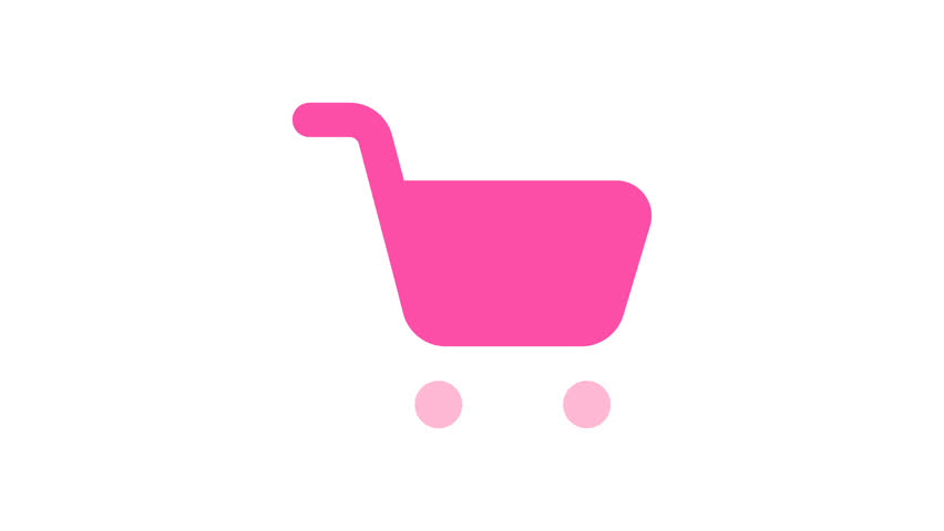 Pink shopping cart with two wheels on a white background, perfect for ecommerce, retail, shopping, and sales concept designs