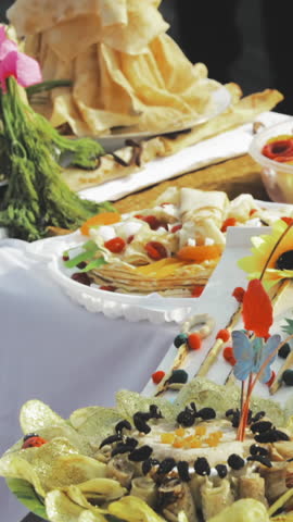 Sweet Pastry And Russian Samovar. Table With Sweets, Pancakes And Pies. Traditional Russian Tea Drinking During Celebration National Traditional Holiday Maslenitsa.