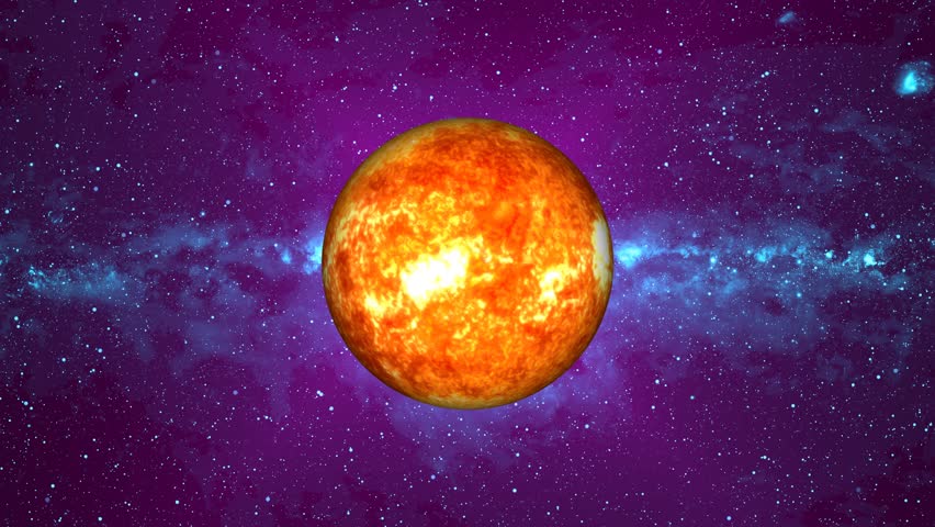 Sun planet 360 degree rotated with light, sphere sky in the galaxy star milky lighting effect