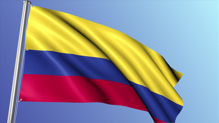 Colombia Flag Waving In Wind Seamless Loop
