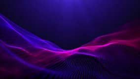 Abstract twisted curves, motion, blurred glowing wave lines. 3D video loop art design background. Magenta pink waves. Light technology, space, artificial intelligence 4k. - Powered by Shutterstock - Get 15% off with code: PIKWIZARD15