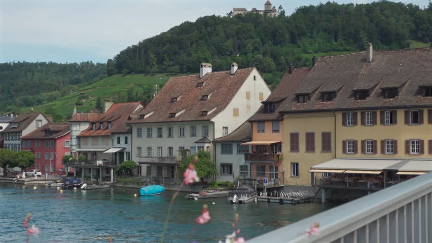 Stein am Rhein, Switzerland. Stein am Rhein ist eine Kleinstadt westlich des Bodensees im Nordosten der Schweiz. Small town west of Lake Constance in northeastern Switzerland in summer. 