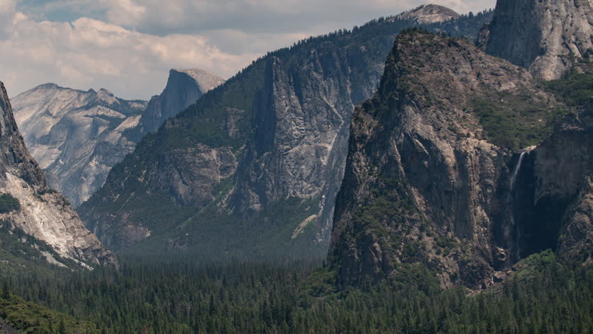 Yosemite Tunnel View Telephoto Time Lapse Pan L Sierra Nevada Mountains California USA