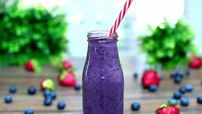 Blueberry smoothie, a refreshing and healthy drink packed with fresh blueberries, perfect for a nutritious boost. This creamy smoothie blends blueberries with yogurt or milk for a delicious treat - Powered by Shutterstock - Get 15% off with code: PIKWIZARD15