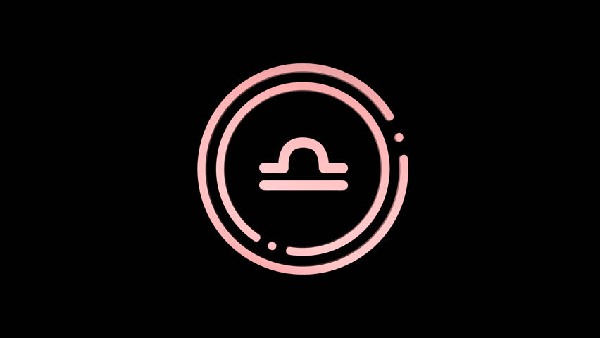 Abstract Libra Logo or Symbol Spinning and Rotating on a Transparent Background. Minimal 3D Rendering Animation Loop