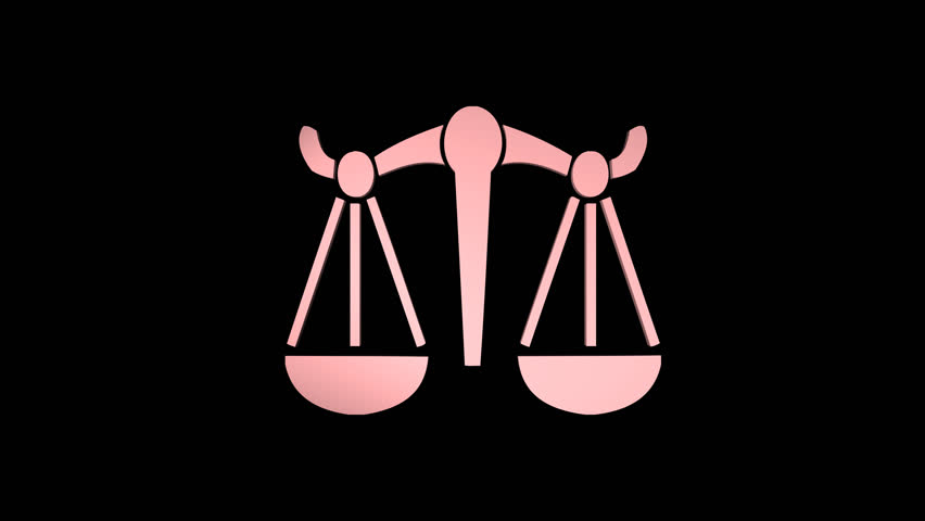 Abstract Libra Logo or Symbol Spinning and Rotating on a Transparent Background. Minimal 3D Rendering Animation Loop