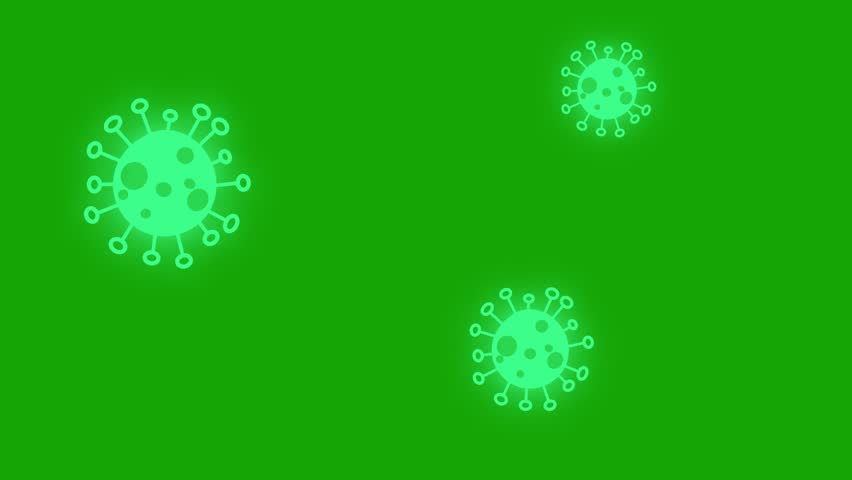 Virus icon animation on green screen. Cartoon germ animation with key color. 4K video