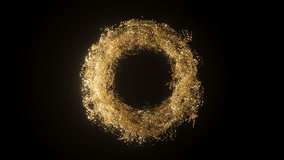 3d Gold Particles Flying around circle. Abstract golden glitter background. Holiday celebrating bg with golden dust effect. Motion graphic. - Powered by Shutterstock - Get 15% off with code: PIKWIZARD15