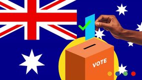 4K Collage Animation Hand inserting voting document paper inside Ballot Box Vote Australia - Powered by Shutterstock - Get 15% off with code: PIKWIZARD15