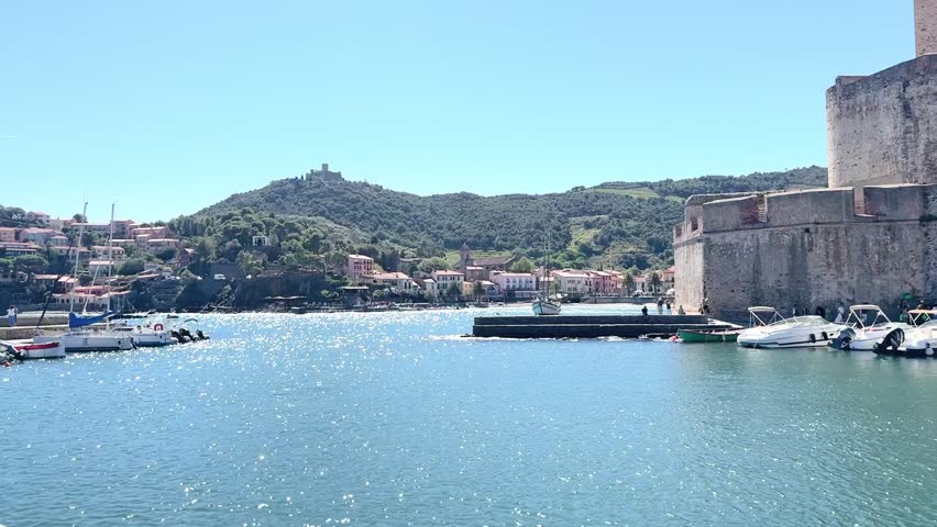Coastal view of the village of Collioure.
