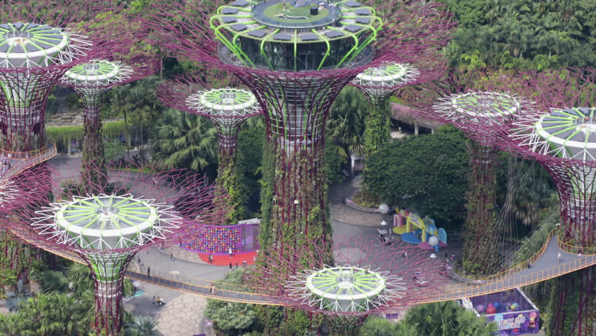 Gardens By The Bay in Singapore city, view from above