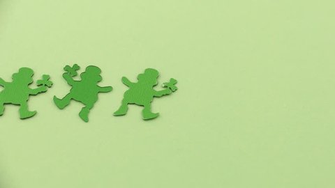 Stop-motion animation of dancing leprechauns. Stock Video