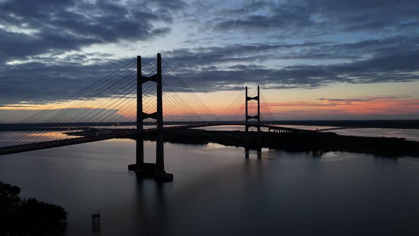 Dames Point Bridge over the St. Johns River at sunrise in Jacksonville, Florida USA