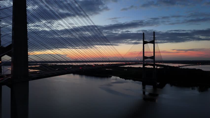 Dames Point Bridge over the St. Johns River at sunrise in Jacksonville, Florida USA