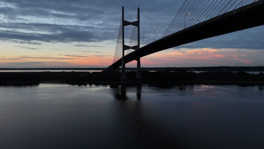 Dames Point Bridge over the St. Johns River at sunrise in Jacksonville, Florida USA