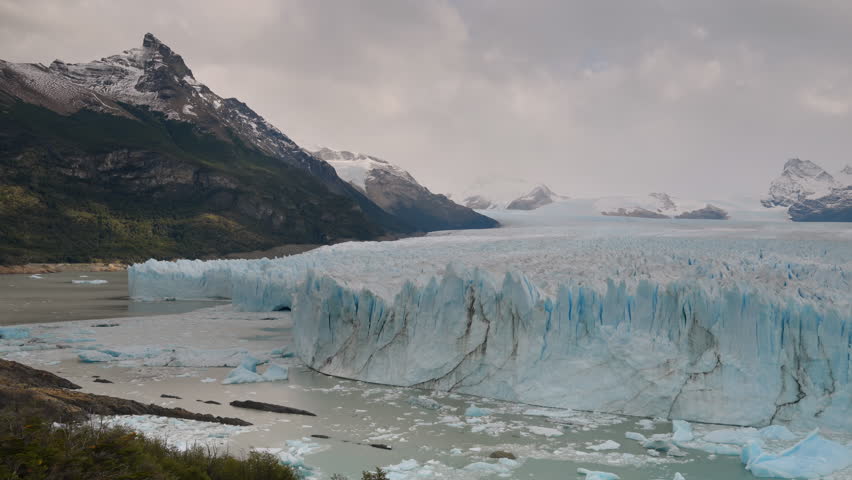 a view of perito moreno glacier and cerro moreno peak on an autumn afternoon in los glaciares national park of argentina