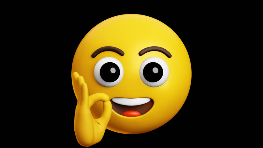 OK emoji, 3d emoticon animation, Alpha channel, Transparent video	
