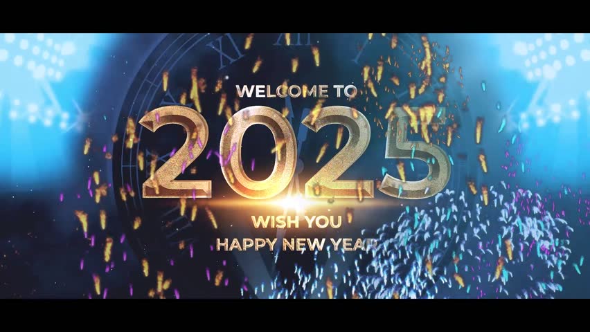 2025 happy new year 2025 animated text new year 2025 neon Countdown Firework