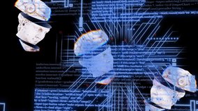 Animating digital brain scans and neural network pathways over dark background with neon lines. Artificial intelligence, neural networks, animation, technology, futuristic, visualization - Powered by Shutterstock - Get 15% off with code: PIKWIZARD15