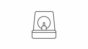 Warning siren line animation. Fire alarm animated icon. Spinning circle. Emergency light, safety control. Black illustration on white background. HD video with alpha channel. Motion graphic - Powered by Shutterstock - Get 15% off with code: PIKWIZARD15