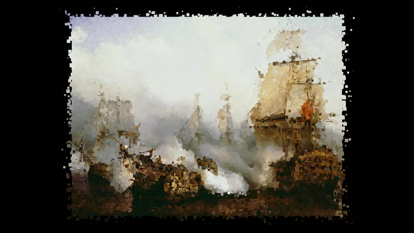 Living painting by Louis-Philippe Crepin - Battle of Trafalgar. Alpha Channel, Exclusive
