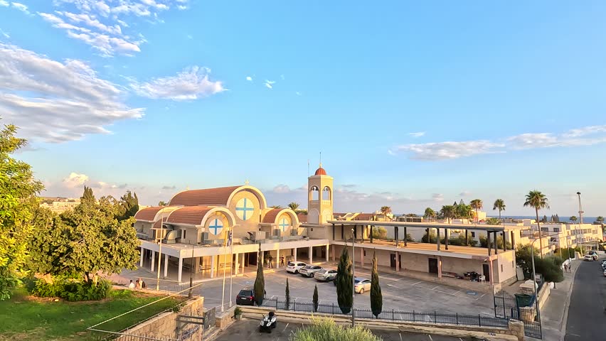 beautiful top view of the greek church, monastery  in Cyprus in Ayia Napa