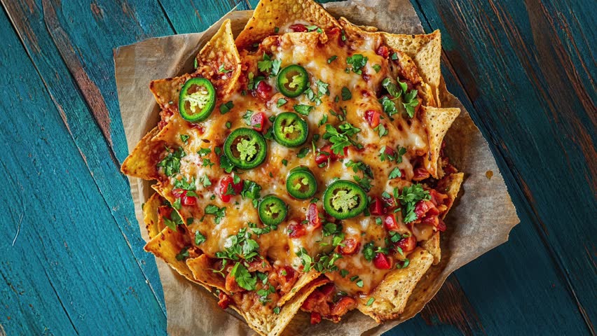 Delicious Loaded Nachos With Cheese and Jalapeno Toppings