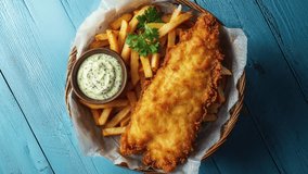Classic Fish and Chips with Tartar Sauce on Wooden Table - Powered by Shutterstock - Get 15% off with code: PIKWIZARD15