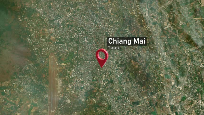 Chiang Mai City Map Zoom (Thailand) from Space to Earth