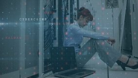 Animation of digital data processing over caucasian female it engineer by computer servers. Global connections, computing and data processing concept digitally generated video. - Powered by Shutterstock - Get 15% off with code: PIKWIZARD15
