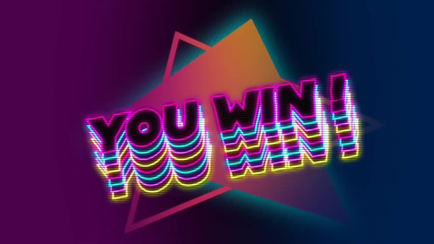Animation of you win text over neon pattern background. Global video game, digital interface, communication, computing and data processing concept digitally generated video. - Powered by Shutterstock - Get 15% off with code: PIKWIZARD15